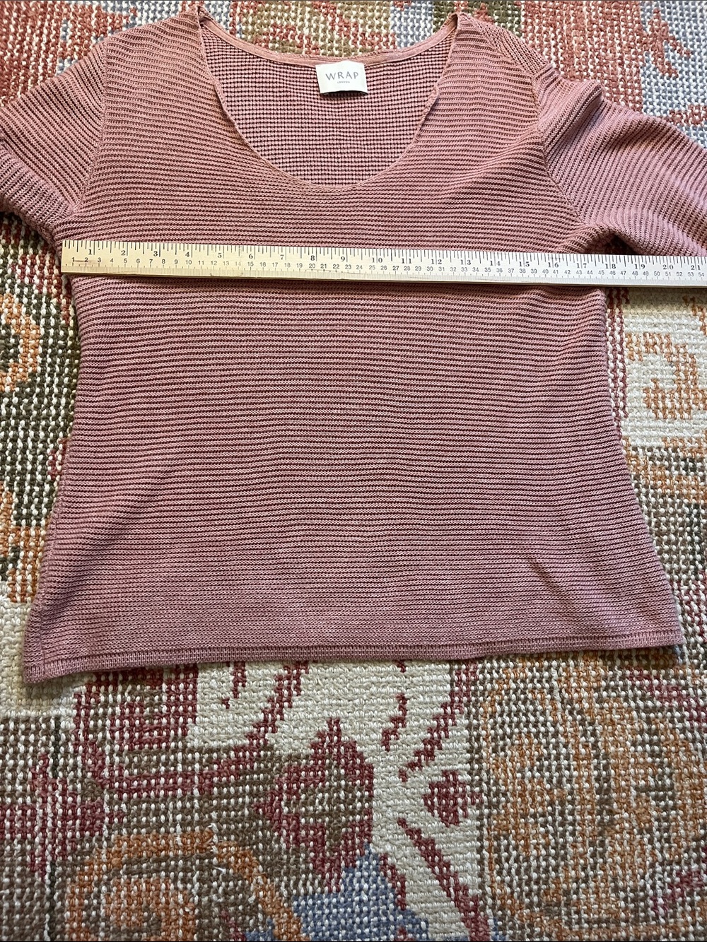 Wrap London Organic Cotton Sweater Size 4 Dusty Pink Knit Distinctive Neckline - Picture 5 of 8